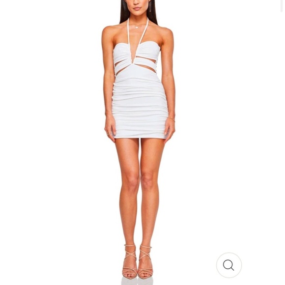 NWT Nookie Roxy Cutout Bodycon Mini Dress Size Large White - Picture 1 of 9